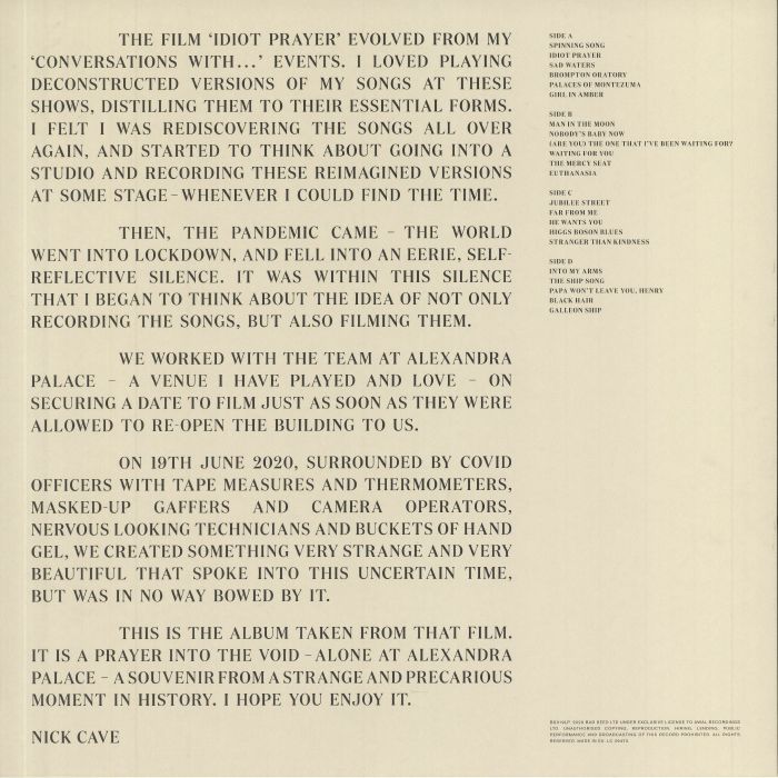 Idiot Prayer Nick Cave Alone